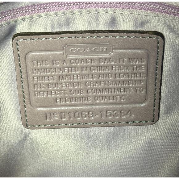 Coach Croc Embossed Leather Shoulder Bag Pink Lilac Size Large - Picture 8 of 9
